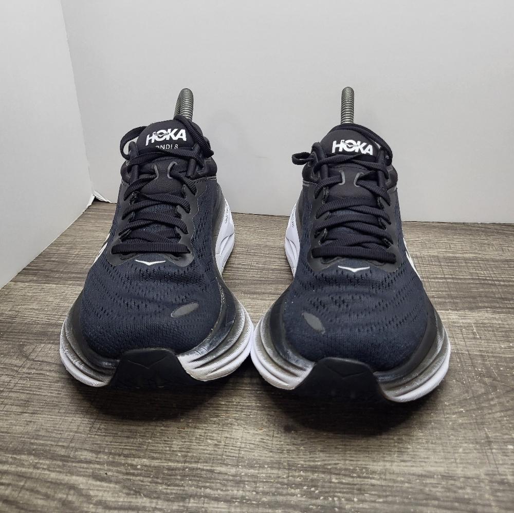 Hoka One One Bondi 8 Black White Running Shoes Women's  Size 7 B - Picture 4 of 10